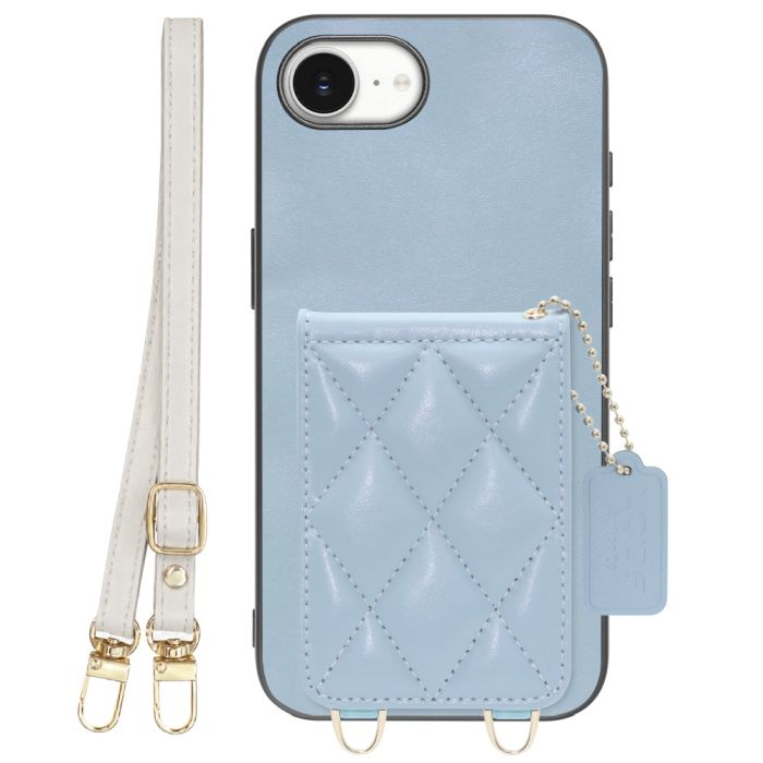 [ LOOF SWEET-SHELL SHOULDER  ] iPhone 16e / 17e iPhone16e 17e アイフォン16イー 17イー iPhone 16E アイフォン 17E スマホケース キルティング加工のカードケース付き ロングストラップ付き マグネット内蔵 カード収納 本革 [ iPhone 16e / 17e ]