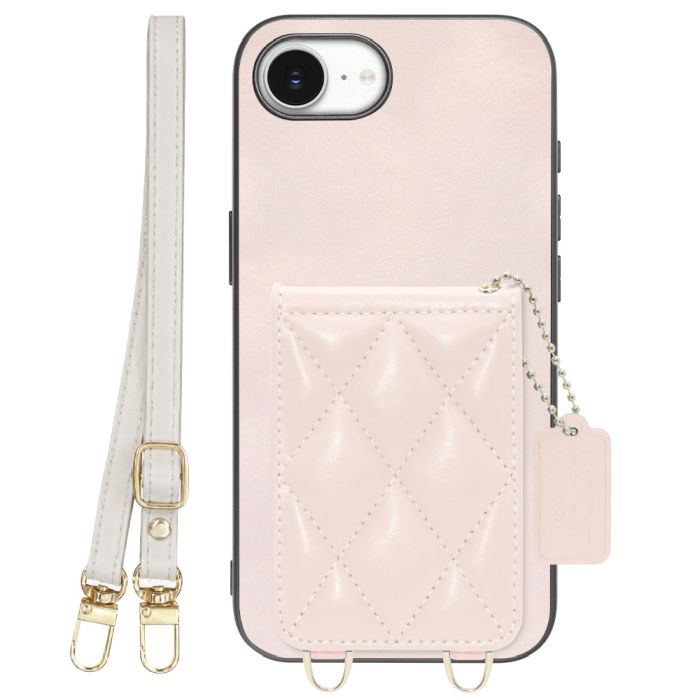 [ LOOF SWEET-SHELL SHOULDER  ] iPhone 16e / 17e iPhone16e 17e アイフォン16イー 17イー iPhone 16E アイフォン 17E スマホケース キルティング加工のカードケース付き ロングストラップ付き マグネット内蔵 カード収納 本革 [ iPhone 16e / 17e ]