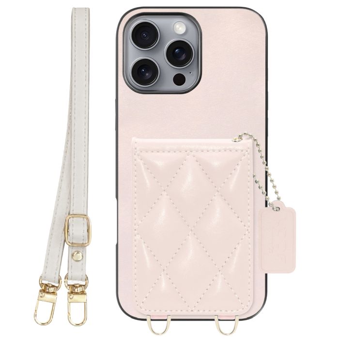 [ LOOF SWEET-SHELL SHOULDER  ] iPhone 16 Pro Max iPhone16 Pro Max アイフォン16 プロ マックス スマホケース キルティング加工のカードケース付き ロングストラップ付き マグネット内蔵 カード収納 本革 [ iPhone 16 Pro Max ]