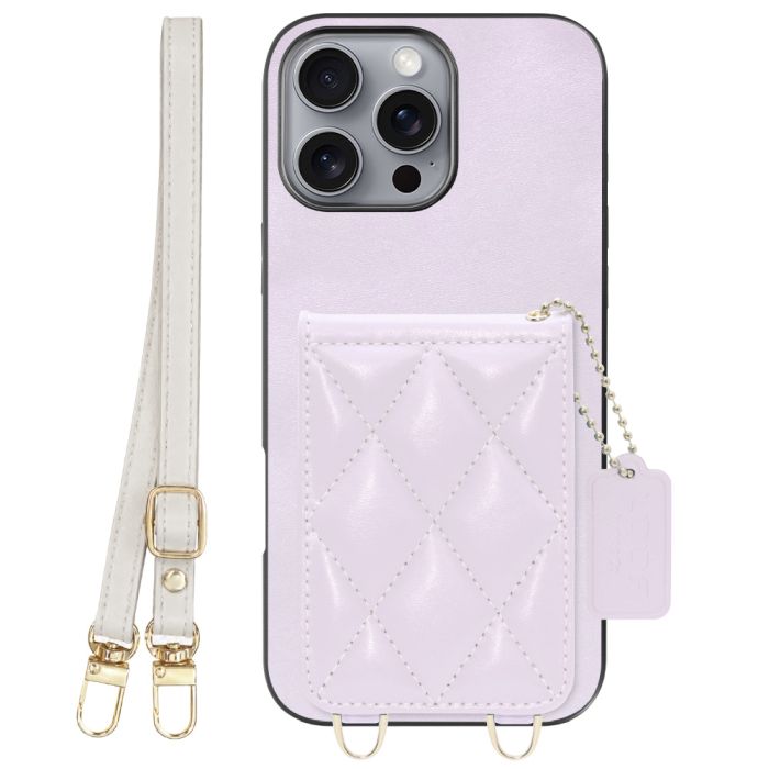 [ LOOF SWEET-SHELL SHOULDER  ] iPhone 16 Pro Max iPhone16 Pro Max アイフォン16 プロ マックス スマホケース キルティング加工のカードケース付き ロングストラップ付き マグネット内蔵 カード収納 本革 [ iPhone 16 Pro Max ]