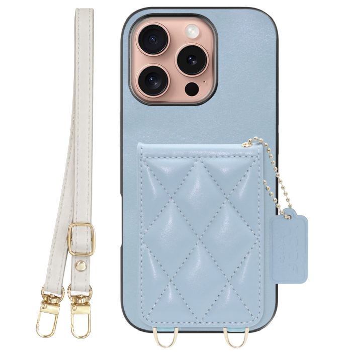 [ LOOF SWEET-SHELL SHOULDER  ] iPhone 16 Pro iPhone16 Pro アイフォン16 プロ スマホケース キルティング加工のカードケース付き ロングストラップ付き マグネット内蔵 カード収納 本革 [ iPhone 16 Pro ]
