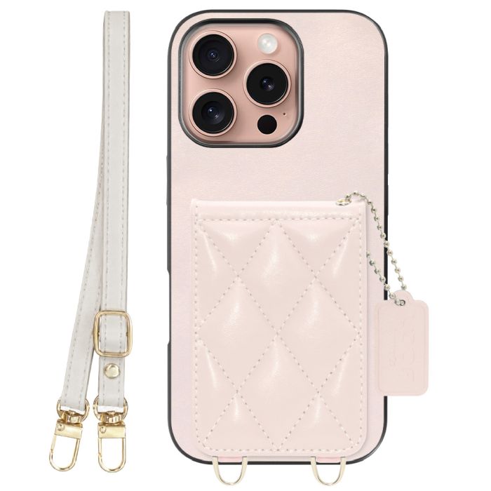[ LOOF SWEET-SHELL SHOULDER  ] iPhone 16 Pro iPhone16 Pro アイフォン16 プロ スマホケース キルティング加工のカードケース付き ロングストラップ付き マグネット内蔵 カード収納 本革 [ iPhone 16 Pro ]