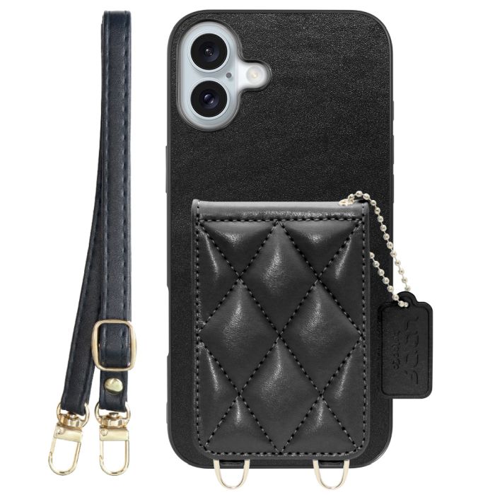 [ LOOF SWEET-SHELL SHOULDER  ] iPhone 16 Plus iPhone16 Plus アイフォン16 プラス  スマホケース キルティング加工のカードケース付き ロングストラップ付き マグネット内蔵 カード収納 本革 [ iPhone 16 Plus ]