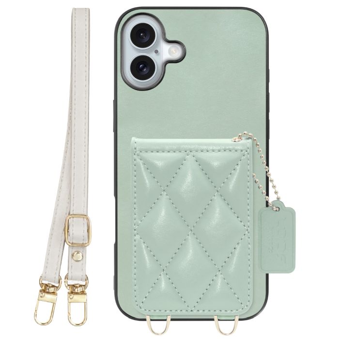[ LOOF SWEET-SHELL SHOULDER  ] iPhone 16 Plus iPhone16 Plus アイフォン16 プラス  スマホケース キルティング加工のカードケース付き ロングストラップ付き マグネット内蔵 カード収納 本革 [ iPhone 16 Plus ]