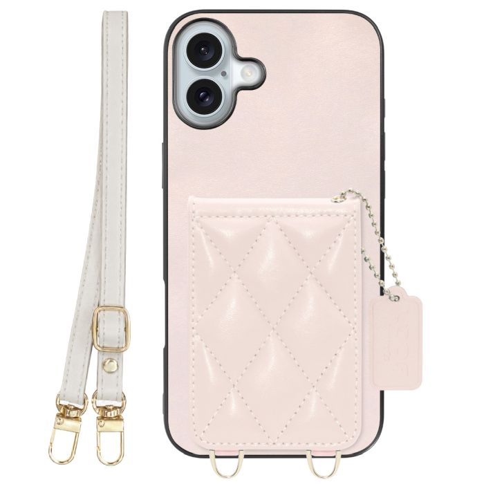 [ LOOF SWEET-SHELL SHOULDER  ] iPhone 16 Plus iPhone16 Plus アイフォン16 プラス  スマホケース キルティング加工のカードケース付き ロングストラップ付き マグネット内蔵 カード収納 本革 [ iPhone 16 Plus ]