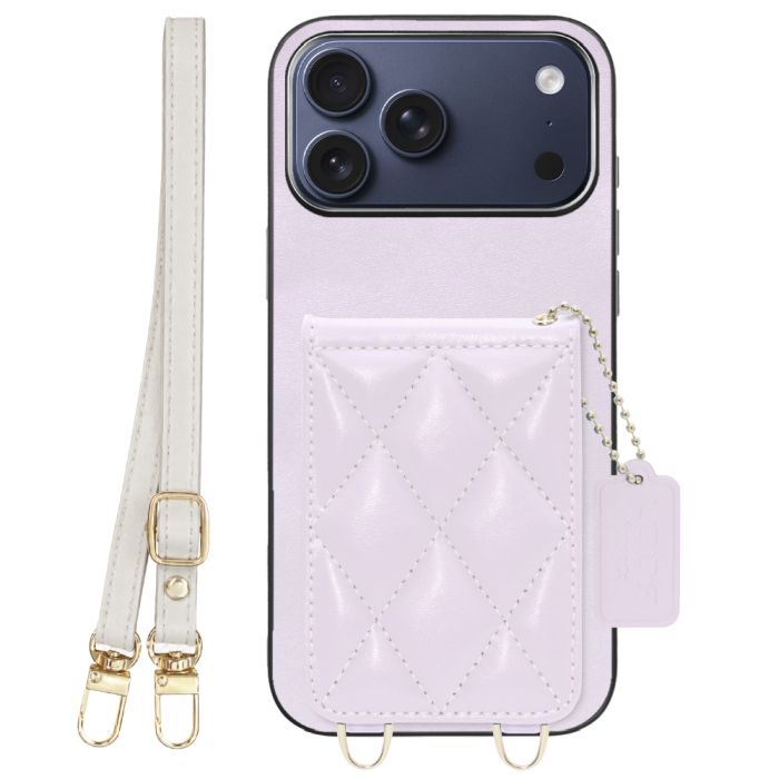 [ LOOF SWEET-SHELL SHOULDER  ] iPhone 17 Pro Max iPhone17 Pro Max アイフォン17 プロ マックス スマホケース キルティング加工のカードケース付き ロングストラップ付き マグネット内蔵 カード収納 本革 [ iPhone 17 Pro Max ]