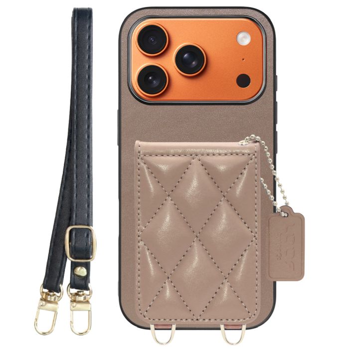 [ LOOF SWEET-SHELL SHOULDER  ] iPhone 17 Pro iPhone17 Pro アイフォン17 プロ スマホケース キルティング加工のカードケース付き ロングストラップ付き マグネット内蔵 カード収納 本革 [ iPhone 17 Pro ]