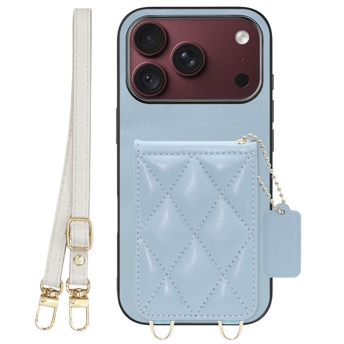 [ LOOF SWEET-SHELL SHOULDER  ] iPhone 18 Pro iPhone18 Pro アイフォン18 プロ スマホケース キルティング加工のカードケース付き ロングストラップ付き マグネット内蔵 カード収納 本革 [ iPhone 18 Pro ]