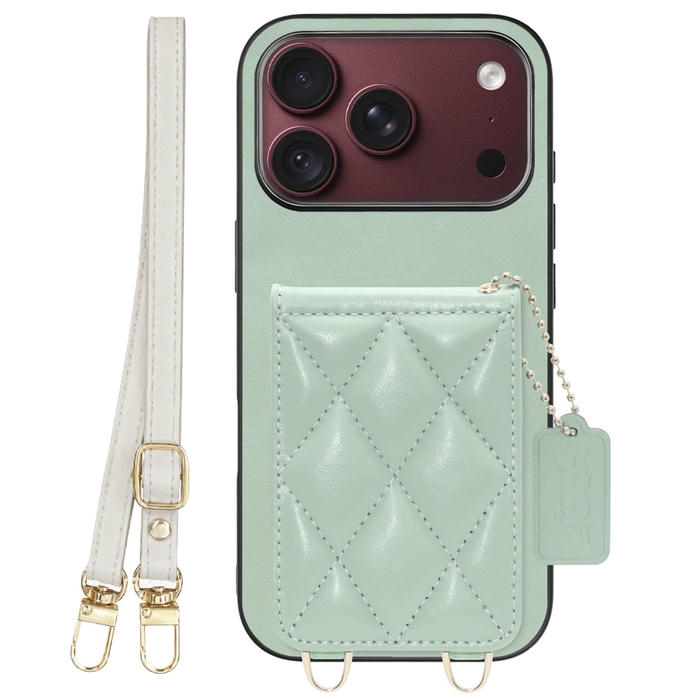 [ LOOF SWEET-SHELL SHOULDER  ] iPhone 18 Pro iPhone18 Pro アイフォン18 プロ スマホケース キルティング加工のカードケース付き ロングストラップ付き マグネット内蔵 カード収納 本革 [ iPhone 18 Pro ]