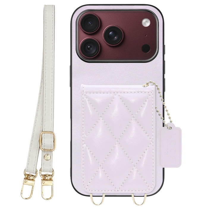 [ LOOF SWEET-SHELL SHOULDER  ] iPhone 18 Pro iPhone18 Pro アイフォン18 プロ スマホケース キルティング加工のカードケース付き ロングストラップ付き マグネット内蔵 カード収納 本革 [ iPhone 18 Pro ]