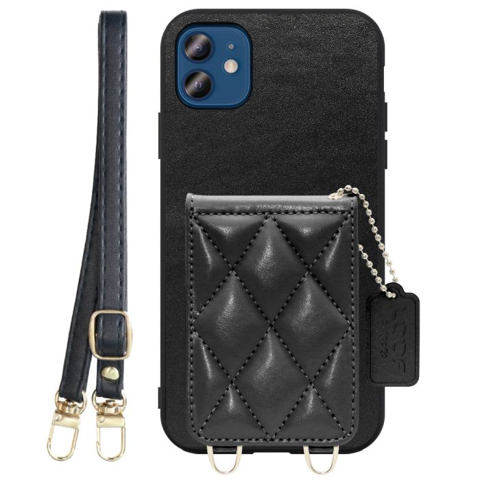 [ LOOF SWEET-SHELL SHOULDER  ] iPhone 12 / 12 Pro iphone12 iphone12pro 12pro 12プロ スマホケース キルティング加工のカードケース付き ロングストラップ付き マグネット内蔵 カード収納 本革 [ iPhone 12 / 12 Pro ]