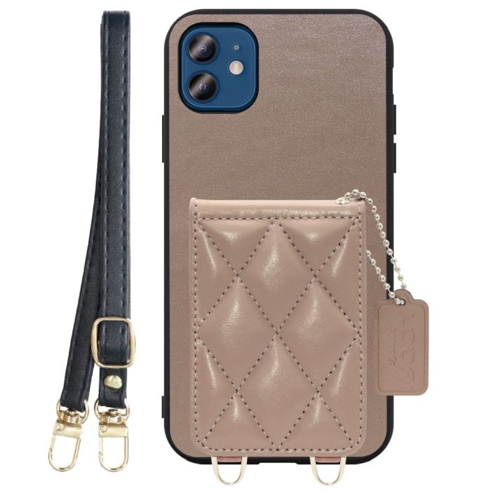 [ LOOF SWEET-SHELL SHOULDER  ] iPhone 12 / 12 Pro iphone12 iphone12pro 12pro 12プロ スマホケース キルティング加工のカードケース付き ロングストラップ付き マグネット内蔵 カード収納 本革 [ iPhone 12 / 12 Pro ]