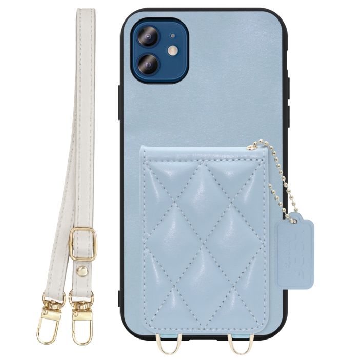 [ LOOF SWEET-SHELL SHOULDER  ] iPhone 12 / 12 Pro iphone12 iphone12pro 12pro 12プロ スマホケース キルティング加工のカードケース付き ロングストラップ付き マグネット内蔵 カード収納 本革 [ iPhone 12 / 12 Pro ]