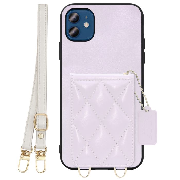 [ LOOF SWEET-SHELL SHOULDER  ] iPhone 12 / 12 Pro iphone12 iphone12pro 12pro 12プロ スマホケース キルティング加工のカードケース付き ロングストラップ付き マグネット内蔵 カード収納 本革 [ iPhone 12 / 12 Pro ]