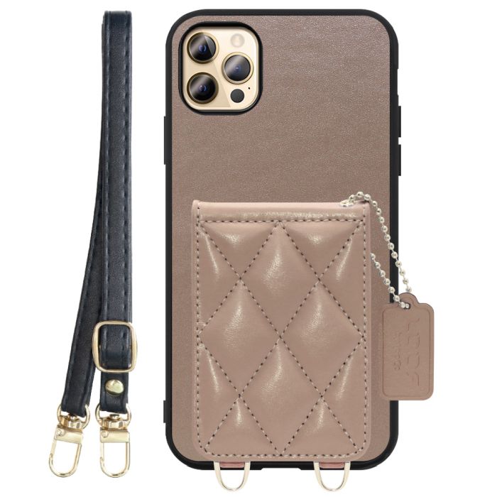 [ LOOF SWEET-SHELL SHOULDER  ] iPhone 12 Pro Max iphone12promax 12promax 12プロマックス スマホケース キルティング加工のカードケース付き ロングストラップ付き マグネット内蔵 カード収納 本革 [ iPhone 12 Pro Max ]
