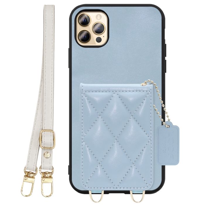 [ LOOF SWEET-SHELL SHOULDER  ] iPhone 12 Pro Max iphone12promax 12promax 12プロマックス スマホケース キルティング加工のカードケース付き ロングストラップ付き マグネット内蔵 カード収納 本革 [ iPhone 12 Pro Max ]