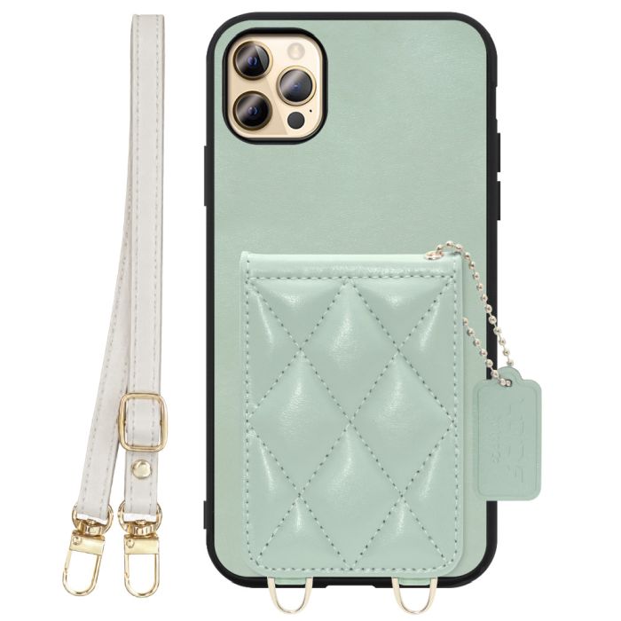 [ LOOF SWEET-SHELL SHOULDER  ] iPhone 12 Pro Max iphone12promax 12promax 12プロマックス スマホケース キルティング加工のカードケース付き ロングストラップ付き マグネット内蔵 カード収納 本革 [ iPhone 12 Pro Max ]