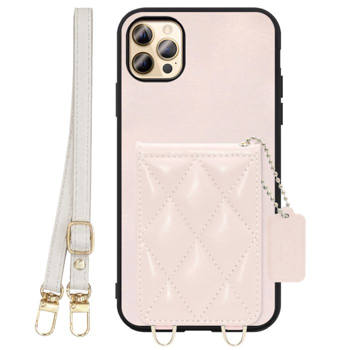 [ LOOF SWEET-SHELL SHOULDER  ] iPhone 12 Pro Max iphone12promax 12promax 12プロマックス スマホケース キルティング加工のカードケース付き ロングストラップ付き マグネット内蔵 カード収納 本革 [ iPhone 12 Pro Max ]