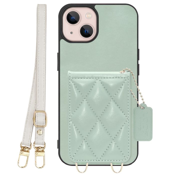 [ LOOF SWEET-SHELL SHOULDER  ] iPhone 13 iphone13 スマホケース キルティング加工のカードケース付き ロングストラップ付き マグネット内蔵 カード収納 本革 [ iPhone 13 ]