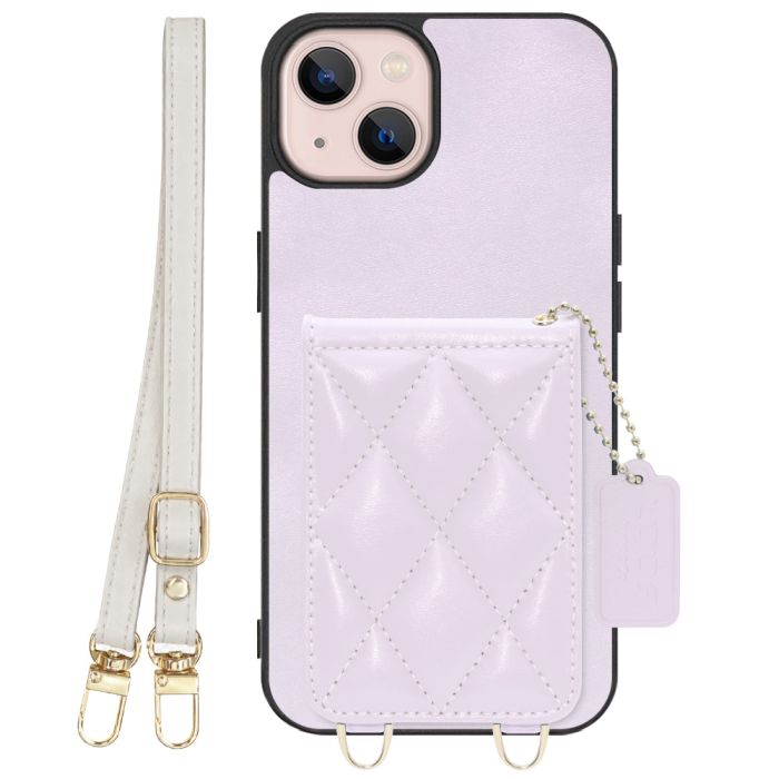 [ LOOF SWEET-SHELL SHOULDER  ] iPhone 13 iphone13 スマホケース キルティング加工のカードケース付き ロングストラップ付き マグネット内蔵 カード収納 本革 [ iPhone 13 ]