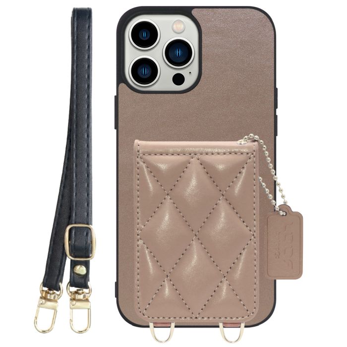 [ LOOF SWEET-SHELL SHOULDER  ] iPhone 13 Pro Max iphone13promax 13promax promax プロマックス スマホケース キルティング加工のカードケース付き ロングストラップ付き マグネット内蔵 カード収納 本革 [ iPhone 13 Pro Max ]
