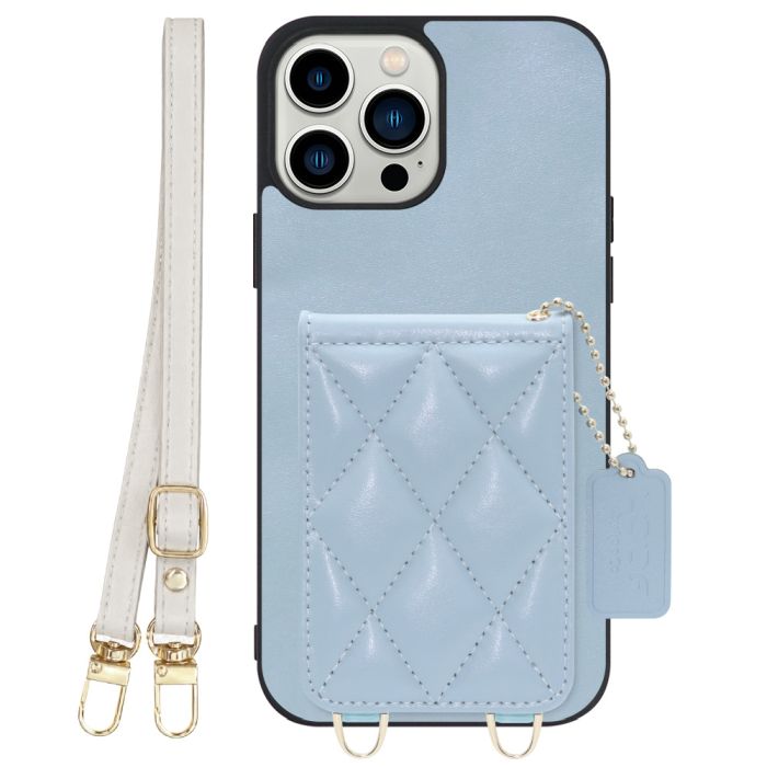[ LOOF SWEET-SHELL SHOULDER  ] iPhone 13 Pro Max iphone13promax 13promax promax プロマックス スマホケース キルティング加工のカードケース付き ロングストラップ付き マグネット内蔵 カード収納 本革 [ iPhone 13 Pro Max ]
