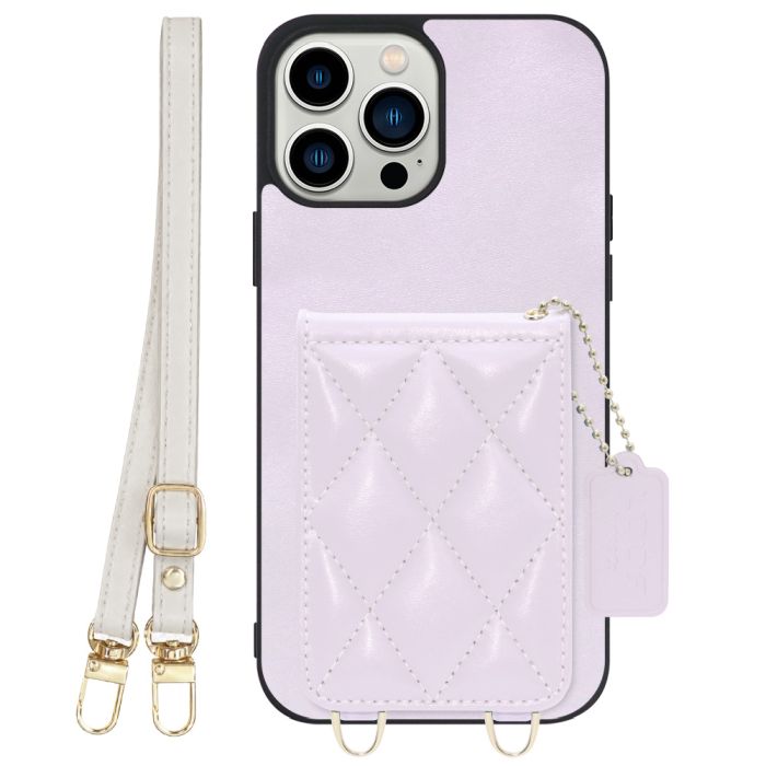 [ LOOF SWEET-SHELL SHOULDER  ] iPhone 13 Pro Max iphone13promax 13promax promax プロマックス スマホケース キルティング加工のカードケース付き ロングストラップ付き マグネット内蔵 カード収納 本革 [ iPhone 13 Pro Max ]