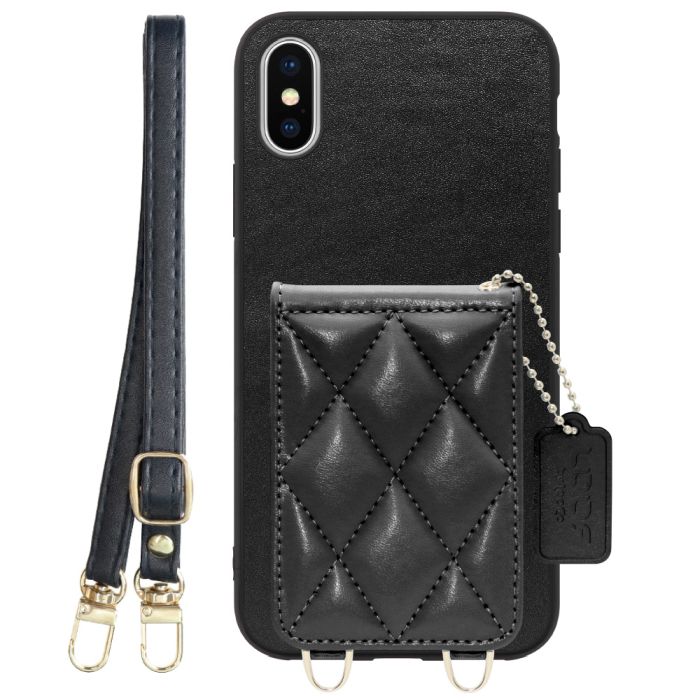 [ LOOF SWEET-SHELL SHOULDER  ] iPhone X / XS iPhonex iPhonexs スマホケース キルティング加工のカードケース付き ロングストラップ付き マグネット内蔵 カード収納 本革 [ iPhone X / XS ]