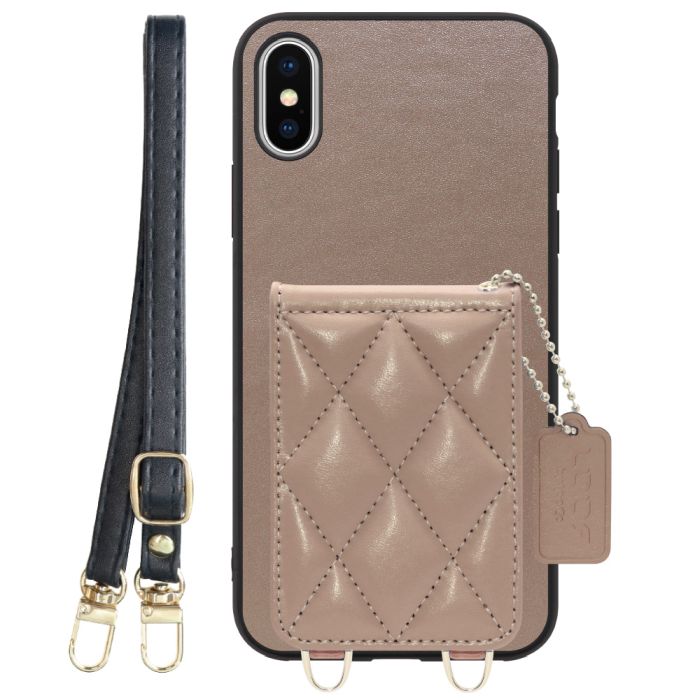 [ LOOF SWEET-SHELL SHOULDER  ] iPhone X / XS iPhonex iPhonexs スマホケース キルティング加工のカードケース付き ロングストラップ付き マグネット内蔵 カード収納 本革 [ iPhone X / XS ]