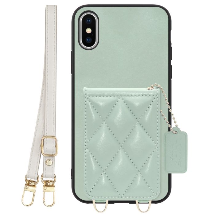 [ LOOF SWEET-SHELL SHOULDER  ] iPhone X / XS iPhonex iPhonexs スマホケース キルティング加工のカードケース付き ロングストラップ付き マグネット内蔵 カード収納 本革 [ iPhone X / XS ]