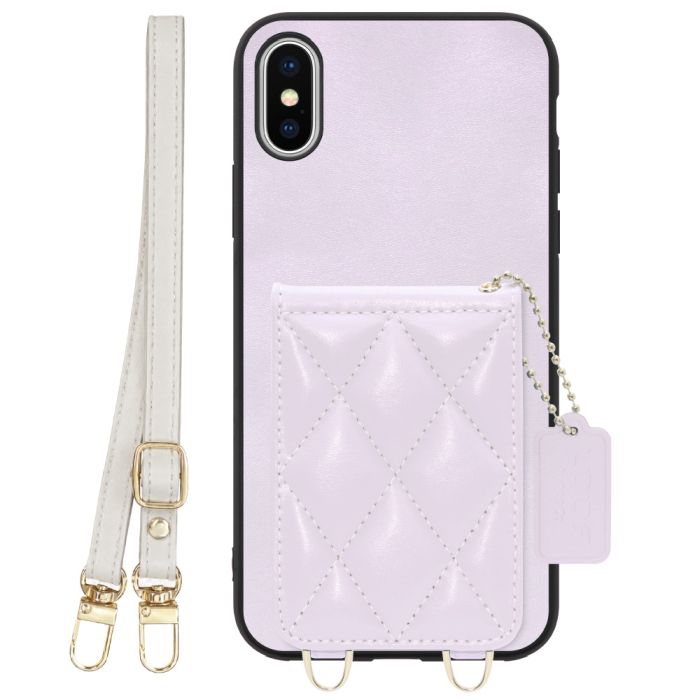 [ LOOF SWEET-SHELL SHOULDER  ] iPhone X / XS iPhonex iPhonexs スマホケース キルティング加工のカードケース付き ロングストラップ付き マグネット内蔵 カード収納 本革 [ iPhone X / XS ]