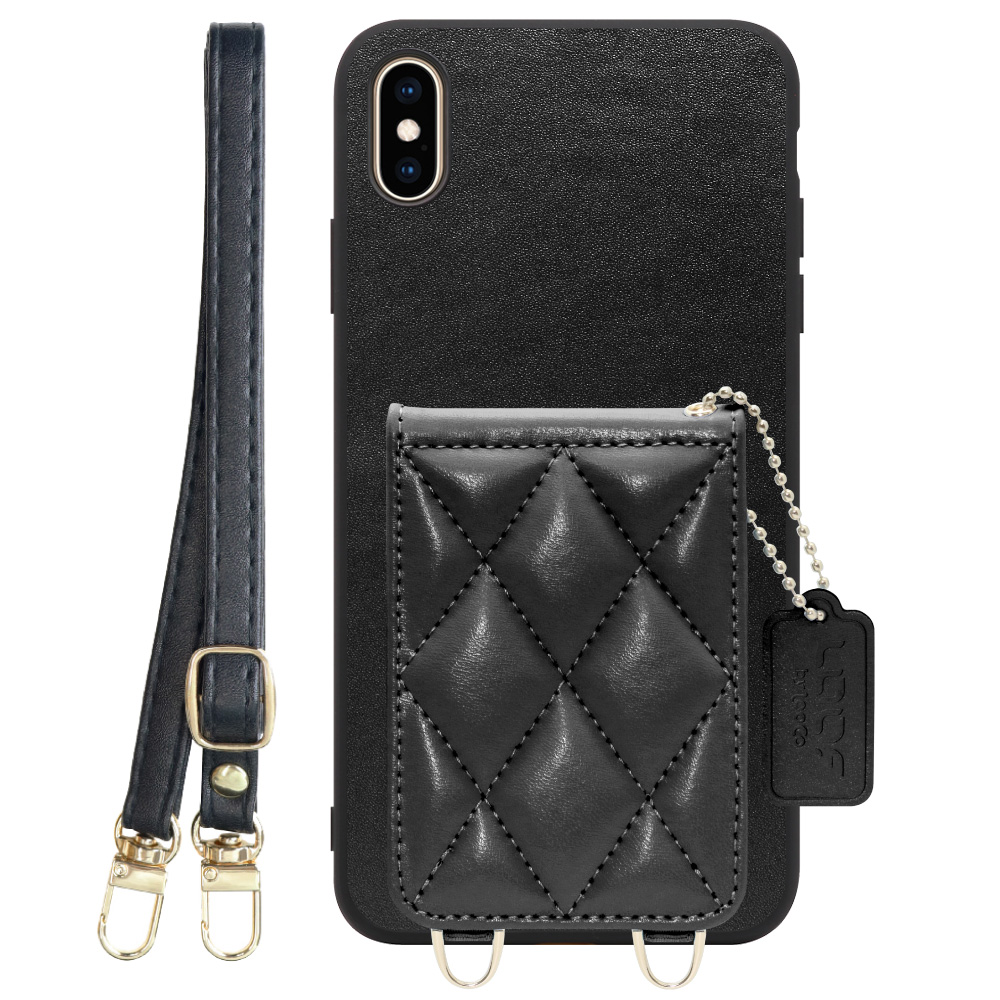[ LOOF SWEET-SHELL SHOULDER  ] iPhone XS Max iPhonexsmax xsmax スマホケース キルティング加工のカードケース付き ロングストラップ付き マグネット内蔵 カード収納 本革 [ iPhone XS Max ]