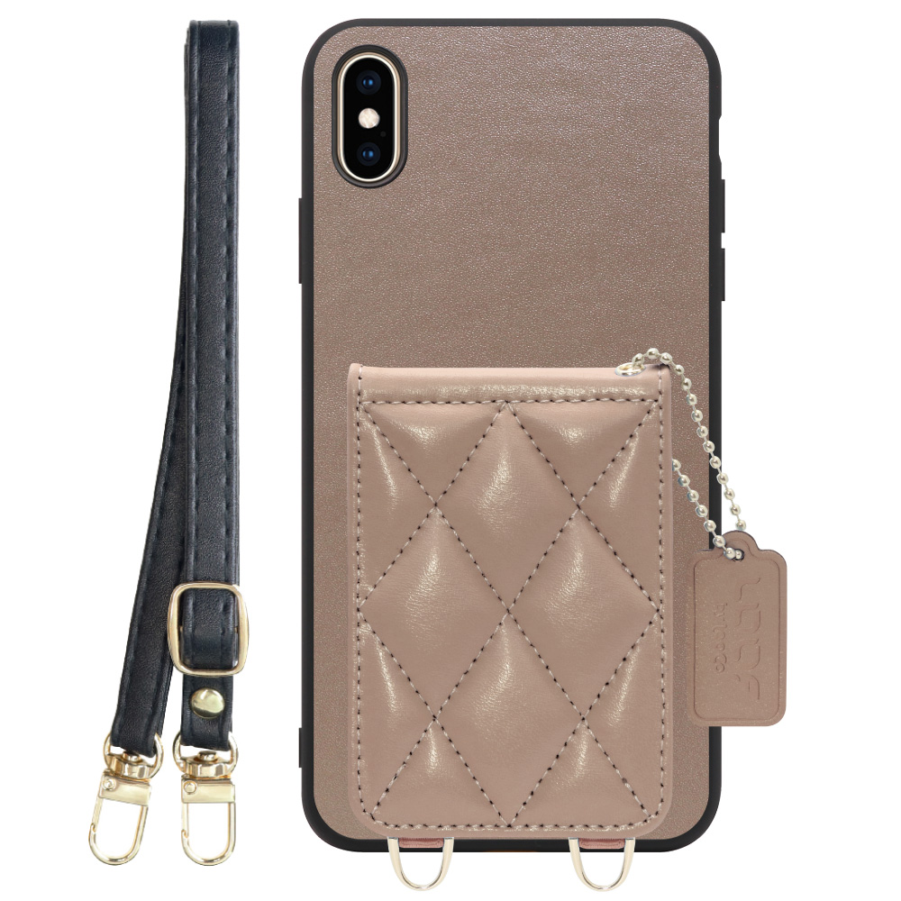 [ LOOF SWEET-SHELL SHOULDER  ] iPhone XS Max iPhonexsmax xsmax スマホケース キルティング加工のカードケース付き ロングストラップ付き マグネット内蔵 カード収納 本革 [ iPhone XS Max ]