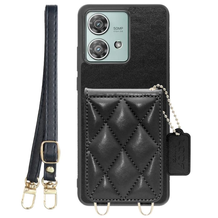 [ LOOF SWEET-SHELL SHOULDER  ] motorola edge 40 neo motorola edge40neo スマホケース キルティング加工のカードケース付き ロングストラップ付き マグネット内蔵 カード収納 本革 [ motorola edge 40 neo ]