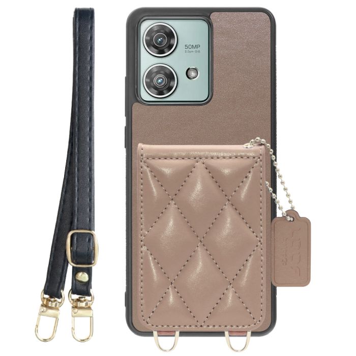 [ LOOF SWEET-SHELL SHOULDER  ] motorola edge 40 neo motorola edge40neo スマホケース キルティング加工のカードケース付き ロングストラップ付き マグネット内蔵 カード収納 本革 [ motorola edge 40 neo ]