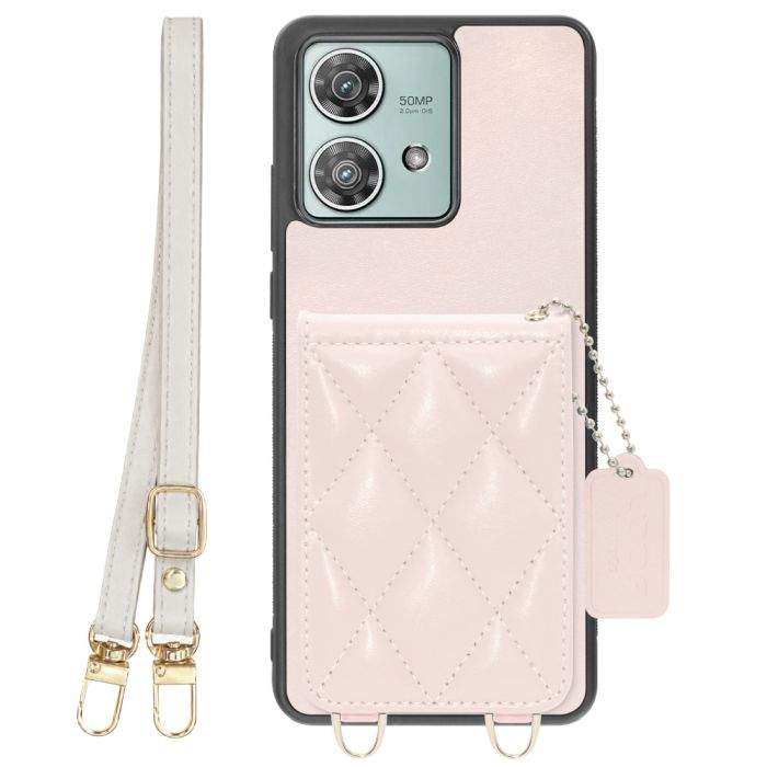 [ LOOF SWEET-SHELL SHOULDER  ] motorola edge 40 neo motorola edge40neo スマホケース キルティング加工のカードケース付き ロングストラップ付き マグネット内蔵 カード収納 本革 [ motorola edge 40 neo ]