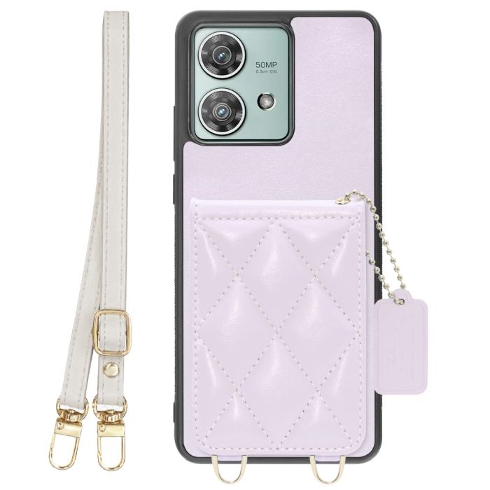 [ LOOF SWEET-SHELL SHOULDER  ] motorola edge 40 neo motorola edge40neo スマホケース キルティング加工のカードケース付き ロングストラップ付き マグネット内蔵 カード収納 本革 [ motorola edge 40 neo ]