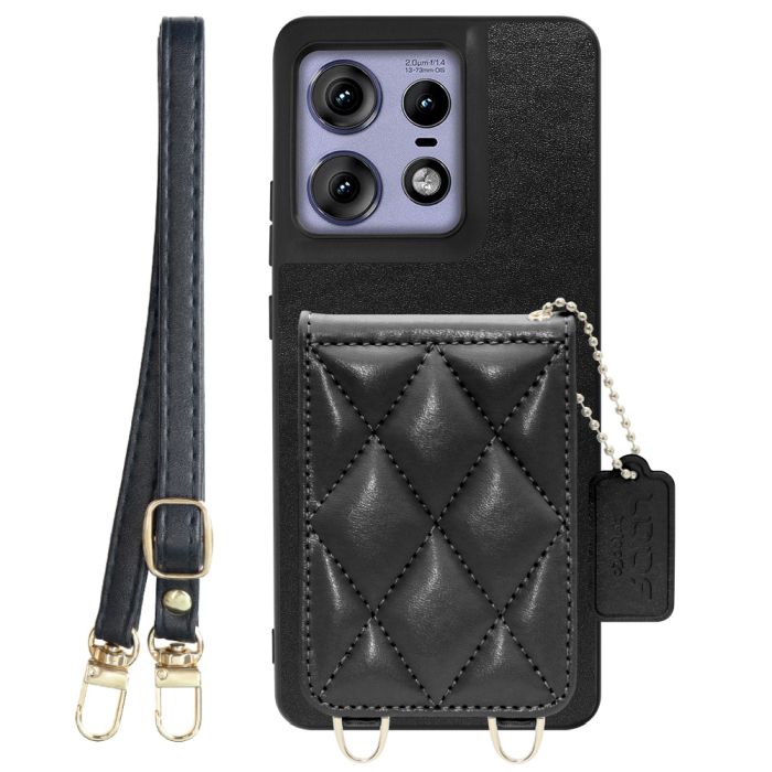 [ LOOF SWEET-SHELL SHOULDER  ] motorola edge 50 pro / 50s pro  スマホケース キルティング加工のカードケース付き ロングストラップ付き マグネット内蔵 カード収納 本革 [ motorola edge 50 pro / 50s pro ]