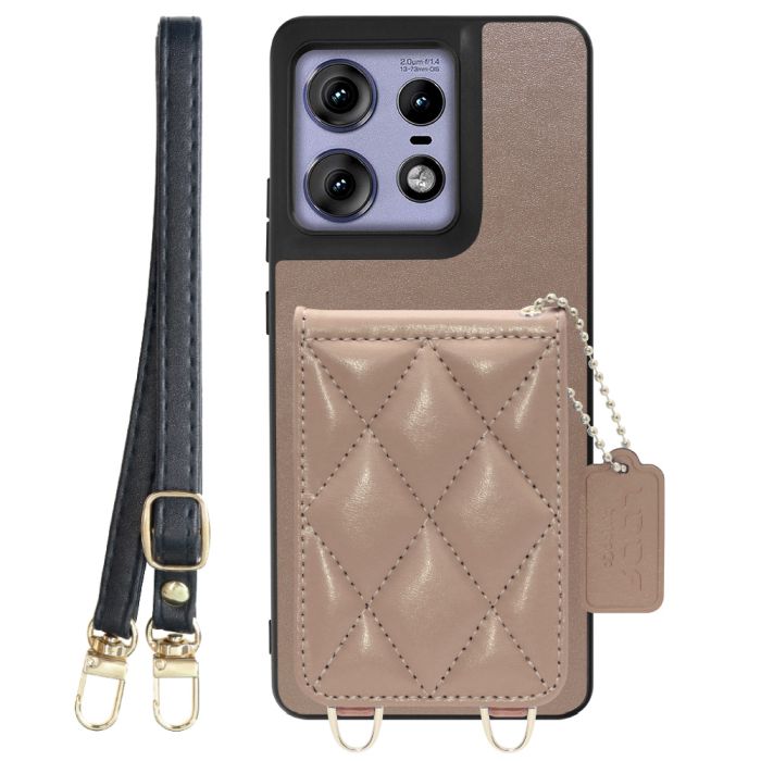 [ LOOF SWEET-SHELL SHOULDER  ] motorola edge 50 pro / 50s pro  スマホケース キルティング加工のカードケース付き ロングストラップ付き マグネット内蔵 カード収納 本革 [ motorola edge 50 pro / 50s pro ]