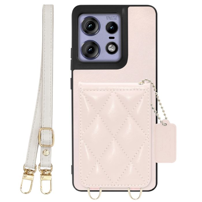 [ LOOF SWEET-SHELL SHOULDER  ] motorola edge 50 pro / 50s pro  スマホケース キルティング加工のカードケース付き ロングストラップ付き マグネット内蔵 カード収納 本革 [ motorola edge 50 pro / 50s pro ]