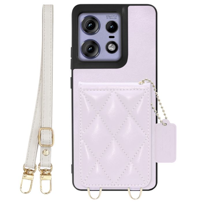 [ LOOF SWEET-SHELL SHOULDER  ] motorola edge 50 pro / 50s pro  スマホケース キルティング加工のカードケース付き ロングストラップ付き マグネット内蔵 カード収納 本革 [ motorola edge 50 pro / 50s pro ]