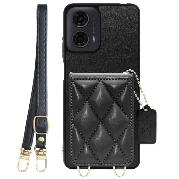 [ LOOF SWEET-SHELL SHOULDER  ] moto g24 motorola g24 スマホケース キルティング加工のカードケース付き ロングストラップ付き マグネット内蔵 カード収納 本革 [ moto g24 ]