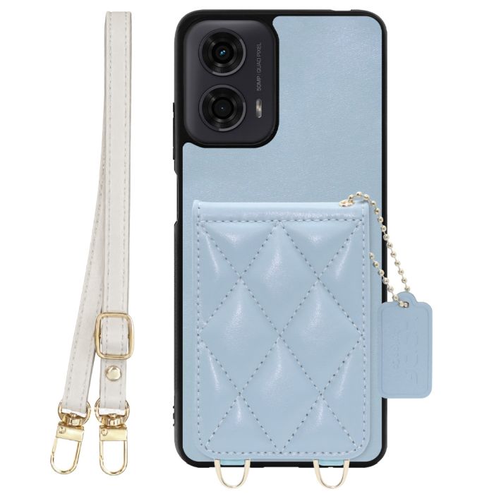 [ LOOF SWEET-SHELL SHOULDER  ] moto g24 motorola g24 スマホケース キルティング加工のカードケース付き ロングストラップ付き マグネット内蔵 カード収納 本革 [ moto g24 ]