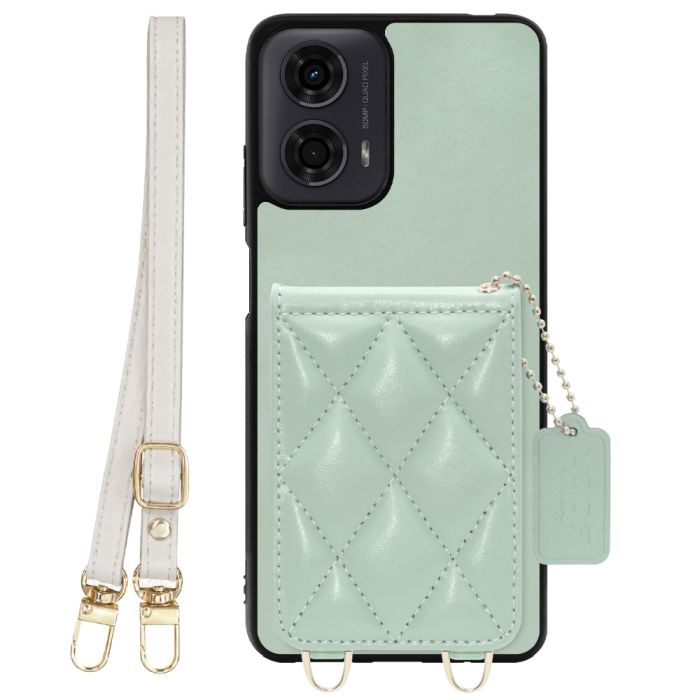 [ LOOF SWEET-SHELL SHOULDER  ] moto g24 motorola g24 スマホケース キルティング加工のカードケース付き ロングストラップ付き マグネット内蔵 カード収納 本革 [ moto g24 ]