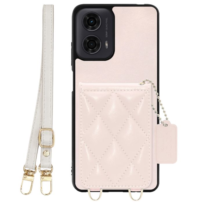[ LOOF SWEET-SHELL SHOULDER  ] moto g24 motorola g24 スマホケース キルティング加工のカードケース付き ロングストラップ付き マグネット内蔵 カード収納 本革 [ moto g24 ]