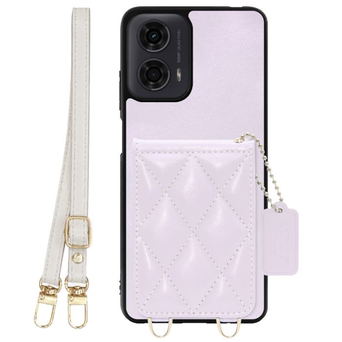 [ LOOF SWEET-SHELL SHOULDER  ] moto g24 motorola g24 スマホケース キルティング加工のカードケース付き ロングストラップ付き マグネット内蔵 カード収納 本革 [ moto g24 ]