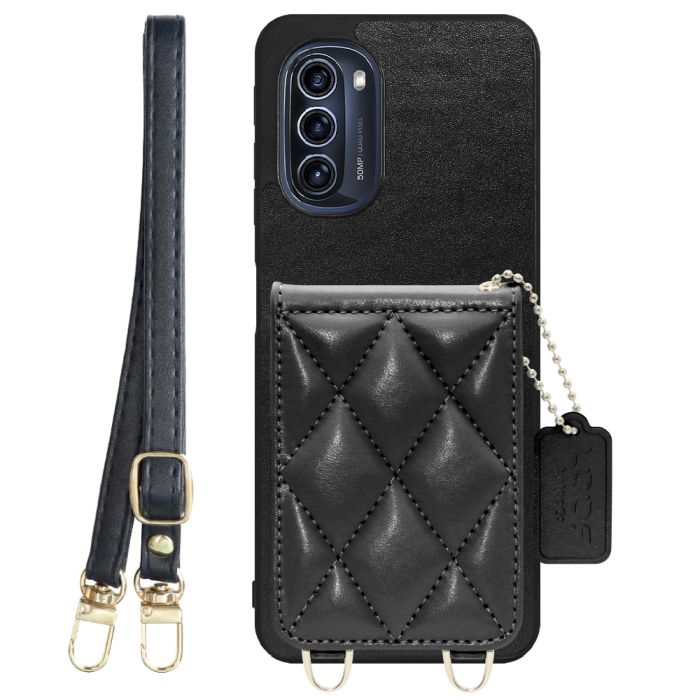 [ LOOF SWEET-SHELL SHOULDER  ] moto g52j 5G motog52j5g motog52j スマホケース キルティング加工のカードケース付き ロングストラップ付き マグネット内蔵 カード収納 本革 [ moto g52j 5G ]