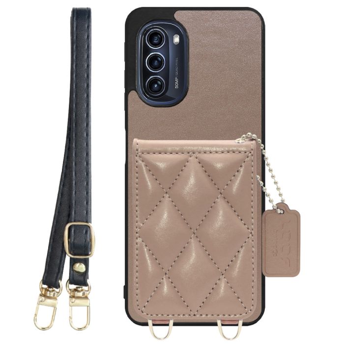 [ LOOF SWEET-SHELL SHOULDER  ] moto g52j 5G motog52j5g motog52j スマホケース キルティング加工のカードケース付き ロングストラップ付き マグネット内蔵 カード収納 本革 [ moto g52j 5G ]