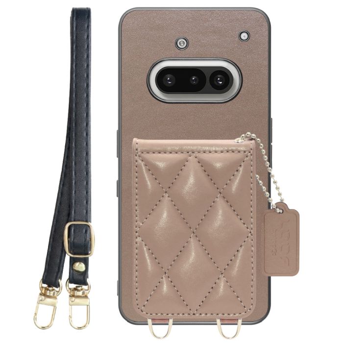 [ LOOF SWEET-SHELL SHOULDER  ] Nothing Phone (3a) Phone 3a スマホケース キルティング加工のカードケース付き ロングストラップ付き マグネット内蔵 カード収納 本革 [ Nothing Phone (3a) ]