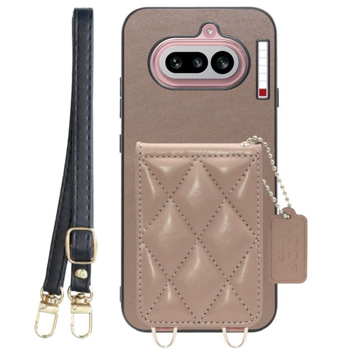 [ LOOF SWEET-SHELL SHOULDER  ] Nothing Phone (4a) A069 スマホケース キルティング加工のカードケース付き ロングストラップ付き マグネット内蔵 カード収納 本革 [ Nothing Phone (4a) ]